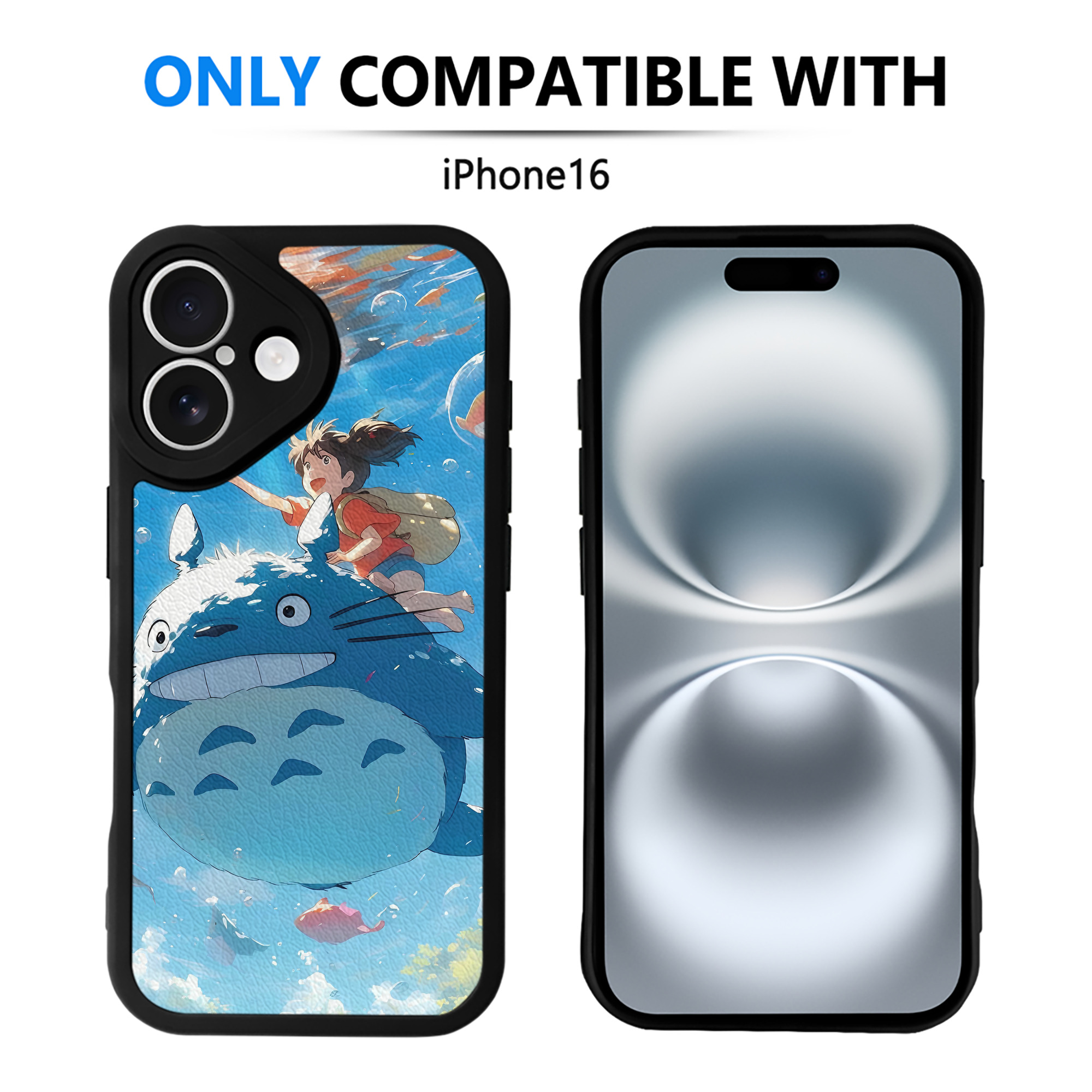 （画像用） となりのトトロ 草壁メイ 草壁サツキ My Neighbor Totoro Satsuki Kusakabe Mei Kusakabe 【iPhone 16シリーズ対応】シリコンスマホケース（レザー調） 材質：シリコン
